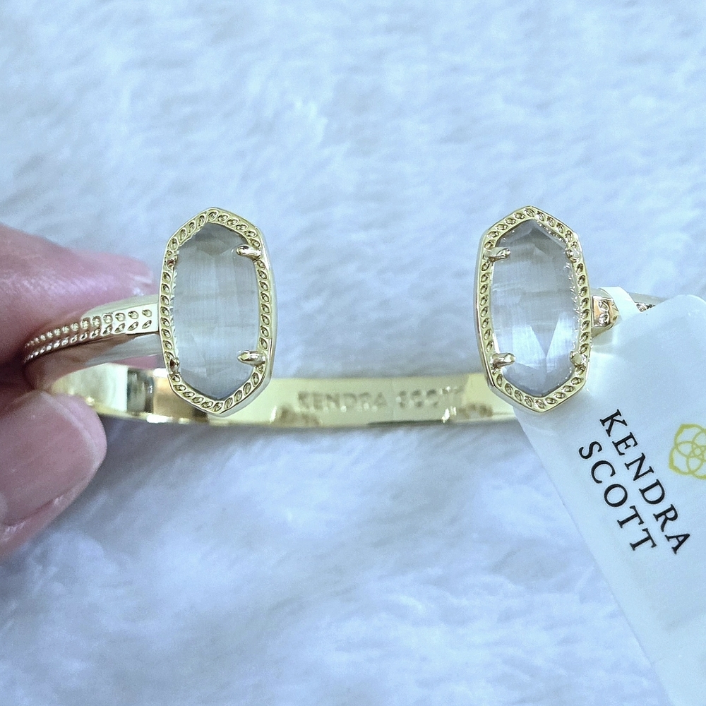 Kendra Scott Gold💛 "Elton" Cuff Bracelet With Slate Cat's🐱 Eye👁 Stones - NWT - Picture 11 of 16